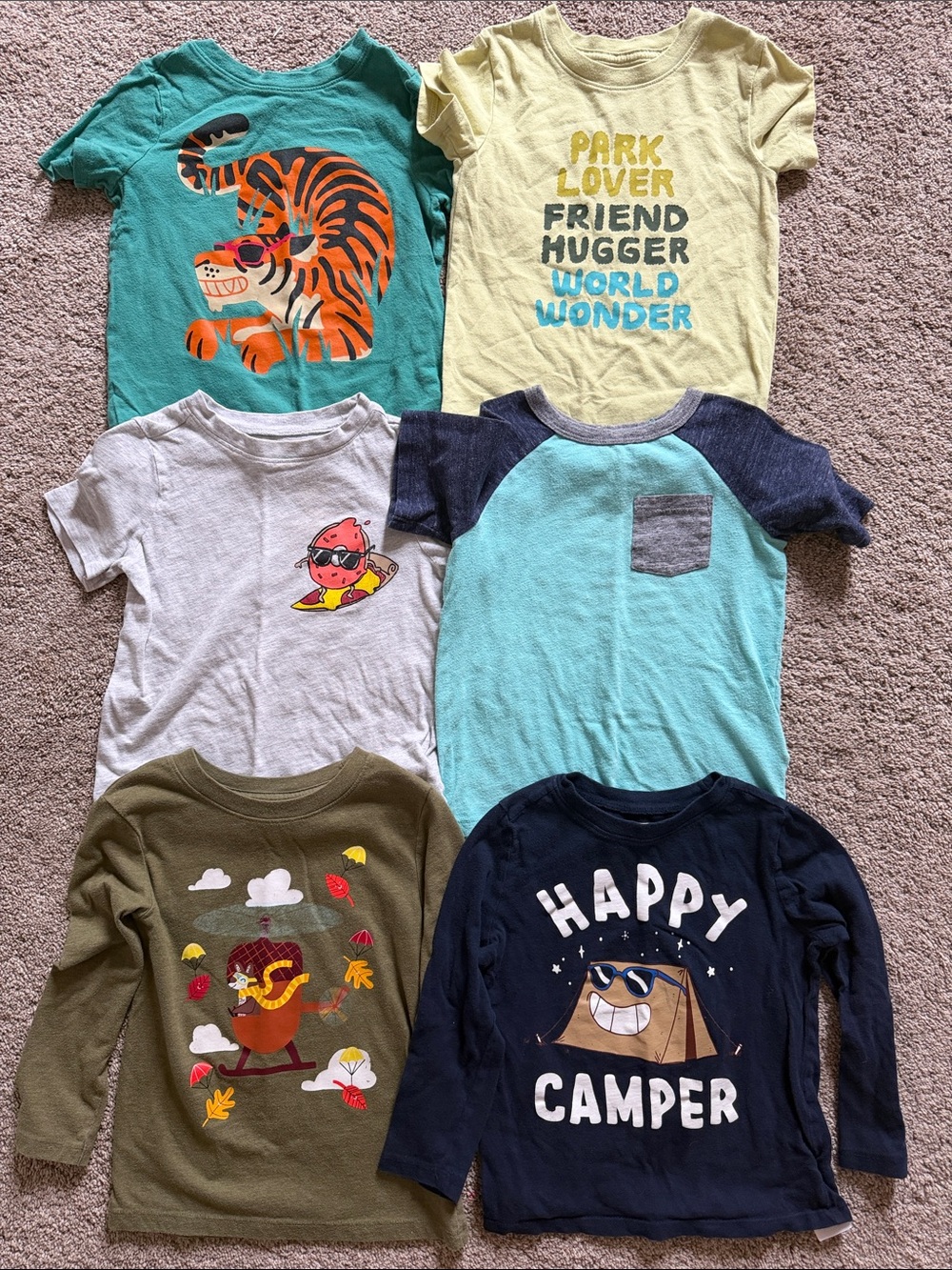 6 piece Lot of 4T Graphic T-Shirts - short and long sleeve